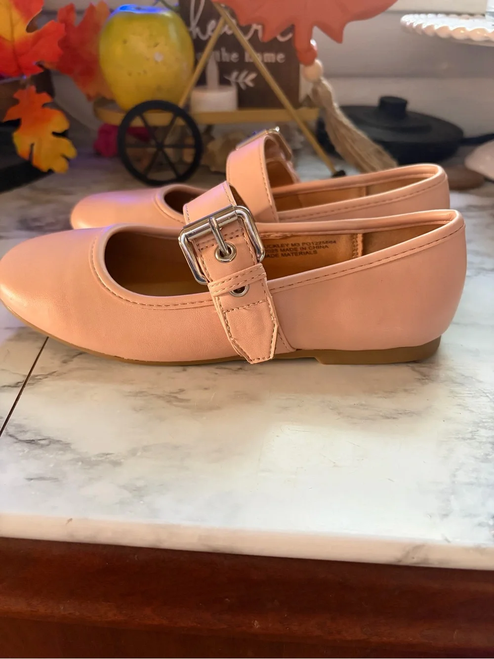Kids Dolce Vita Buckley Mary Jane Flats in Light Pink with Silver Buckle Strap